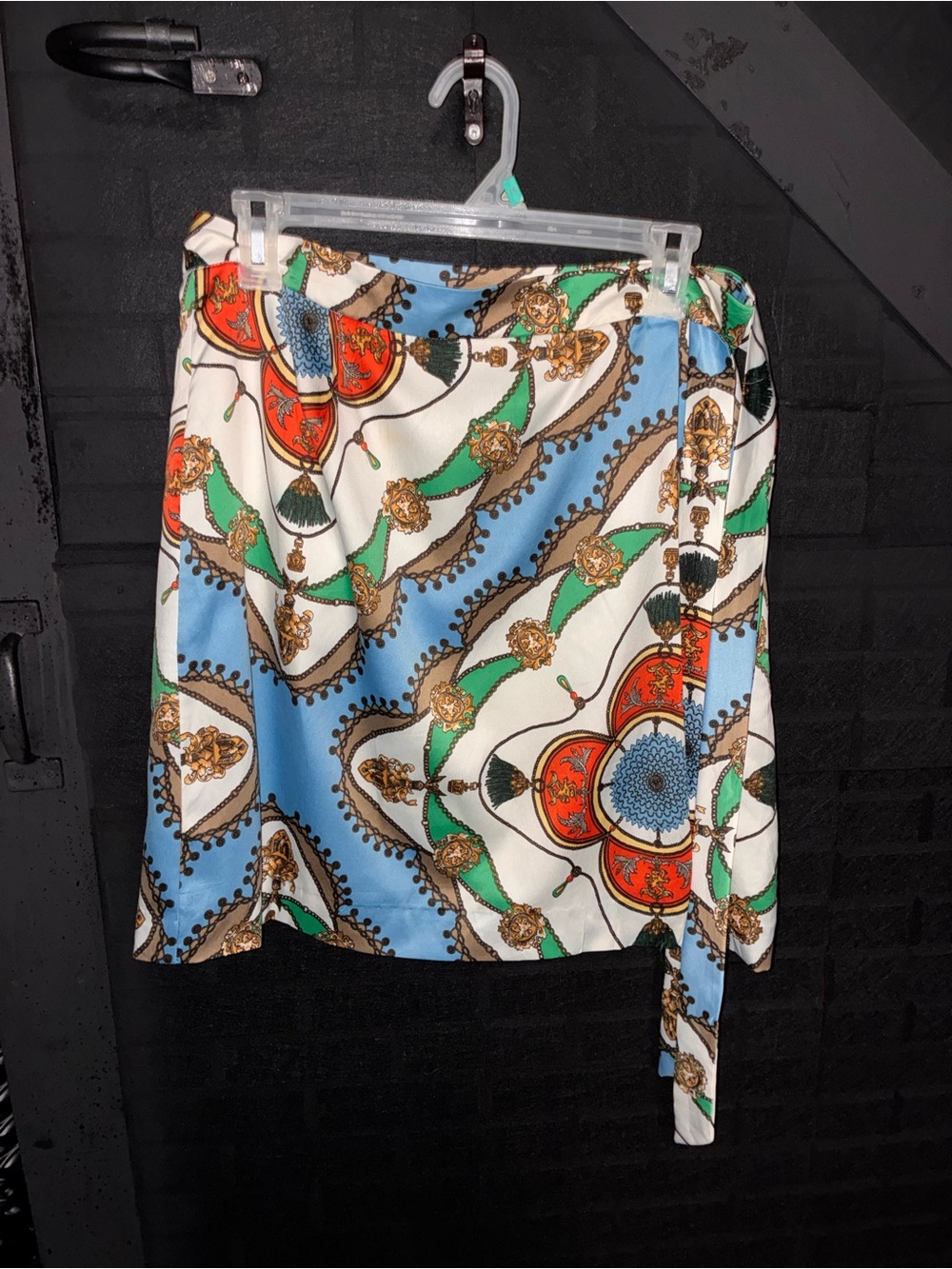 Tommy Hilfiger Cream Mini Skirt with Blue, Green and Red Medallion Print